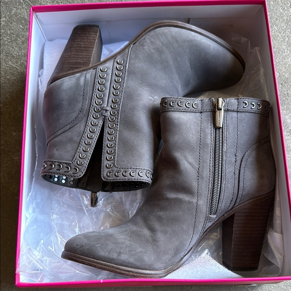 Vince Camuto Gray Ankle Booties with Stacked Heel